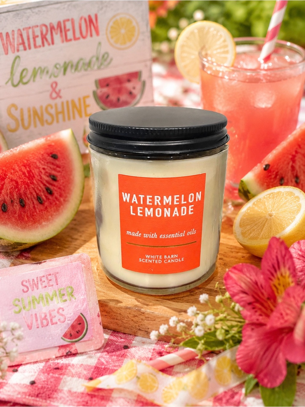 White Barn Watermelon Lemonade Single Wick Candle 7 oz Bath & Body Works NWT
